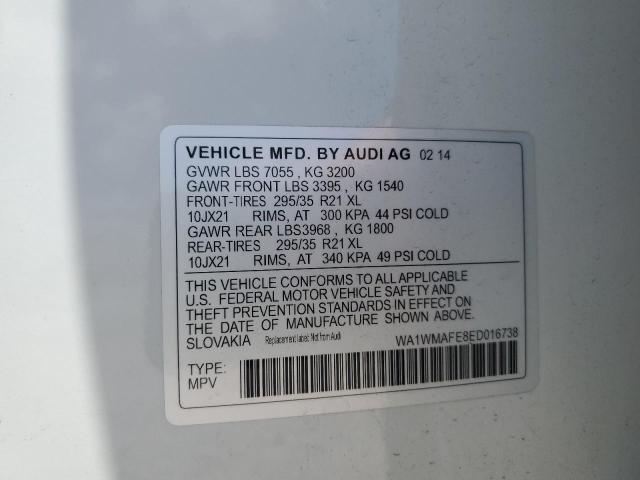 WA1WMAFE8ED016738 - 2014 AUDI Q7 PRESTIGE 白色 照片 13