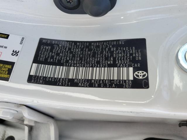 5YFB4MDE9RP124975 - 2024 TOYOTA COROLLA LE WHITE photo 12