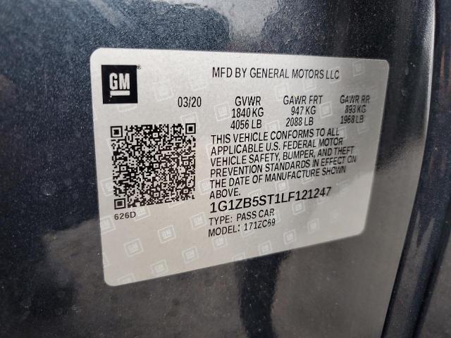 1G1ZB5ST1LF121247 - 2020 CHEVROLET MALIBU LS GRAY photo 12