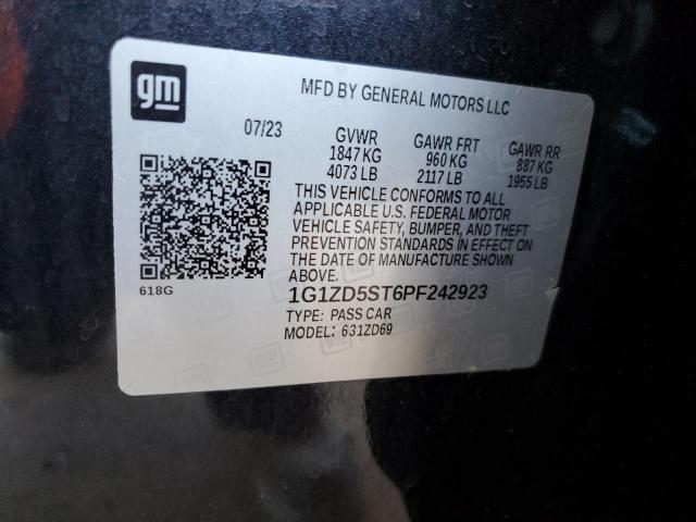 1G1ZD5ST6PF242923 - 2023 CHEVROLET MALIBU LT BLACK photo 12