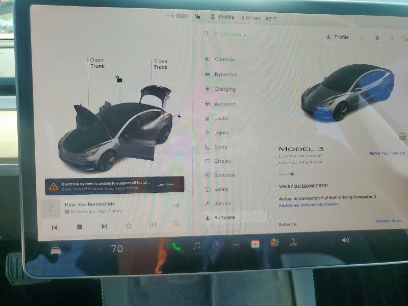 5YJ3E1EBXNF118791 - 2022 TESLA MODEL 3 ნაცრისფერი ფოტო 9