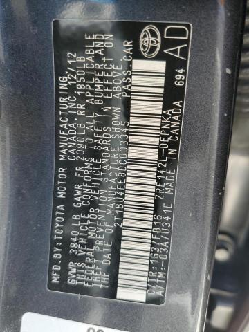 2T1BU4EE8DC003345 - 2013 TOYOTA COROLLA BASE 石墨色 照片 13