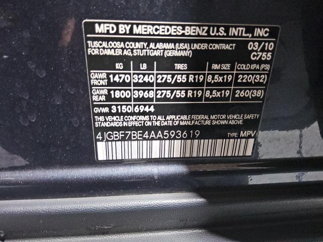 4JGBF7BE4AA593619 - 2010 MERCEDES-BENZ GL 450 4MATIC GRAY photo 13