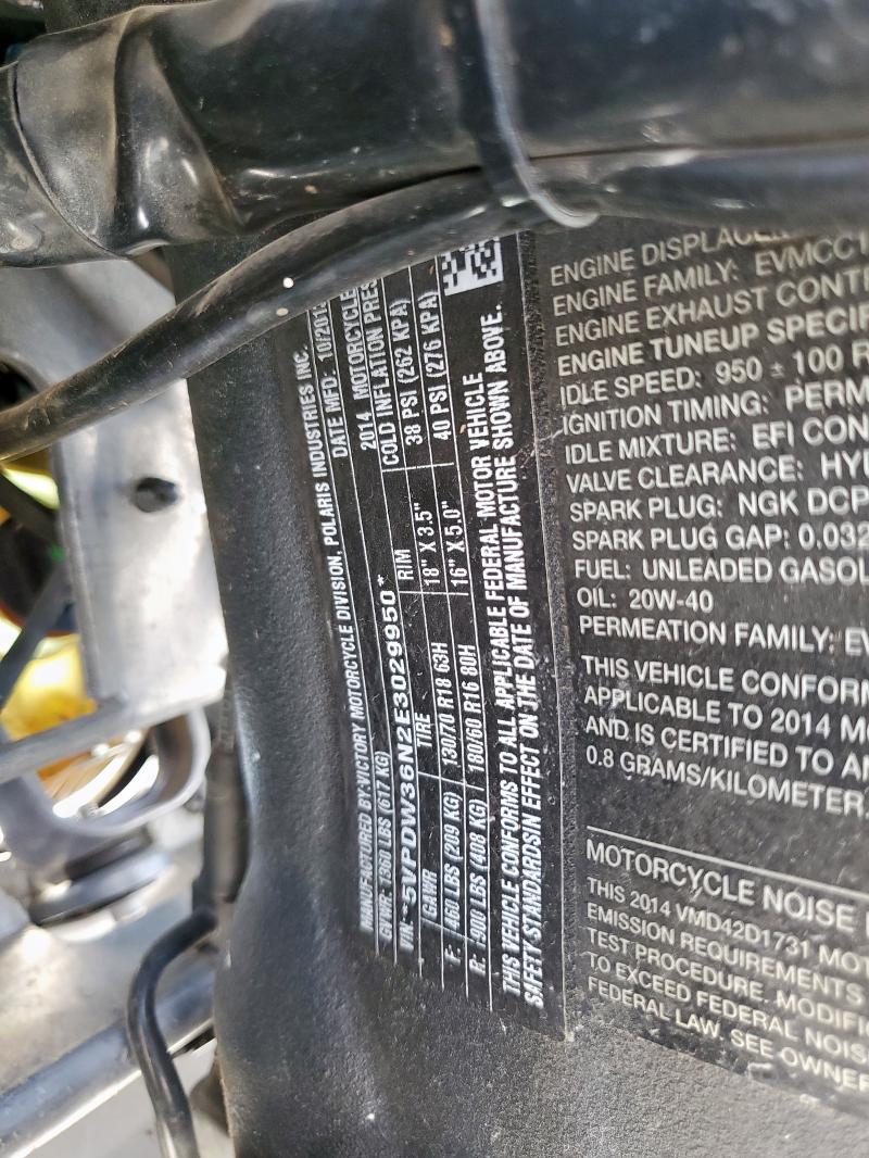 5VPDW36N2E3029950 - 2014 VICTORY MOTORCYCLES CROSS COUN GRAY photo 9