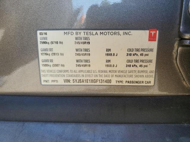 5YJSA1E1XGF131400 - 2016 TESLA MODEL S GRAY photo 12