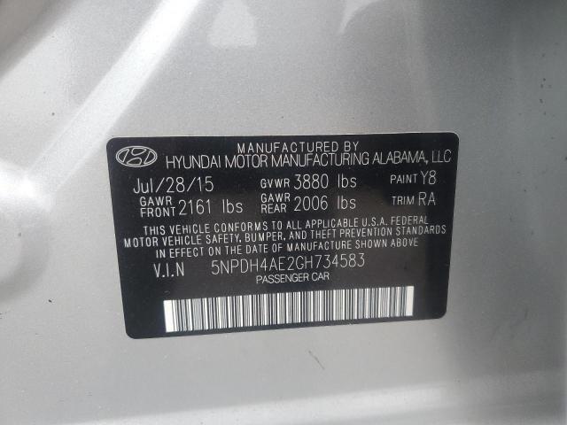 5NPDH4AE2GH734583 - 2016 HYUNDAI ELANTRA SE SILVER photo 12