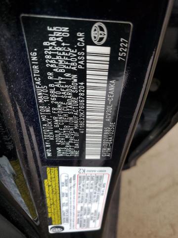 4T1BE32K76U678204 - 2006 TOYOTA CAMRY LE BLACK photo 12