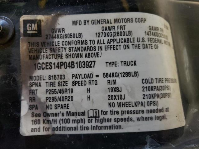 1GCES14P04B103927 - 2004 CHEVROLET SSR 黑色 照片 12