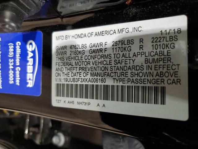 19UUB3F3XKA006160 - 2019 ACURA TLX BLACK photo 13