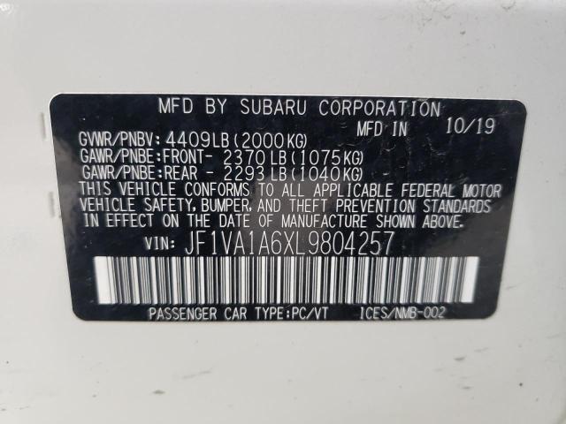 JF1VA1A6XL9804257 - 2020 SUBARU WRX WHITE photo 13