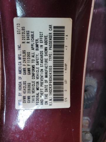 1HGCR3F86DA043955 - 2013 HONDA ACCORD EXL BURGUNDY photo 12