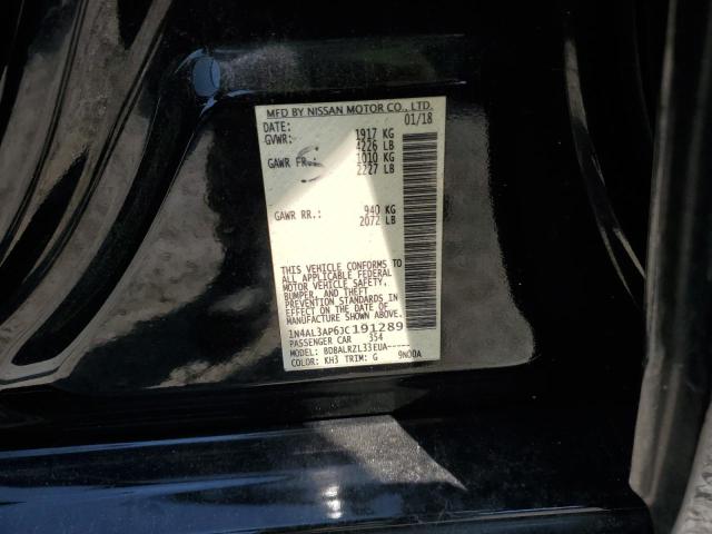 1N4AL3AP6JC191289 - 2018 NISS ALTIMA 2.5 黑色 照片 12
