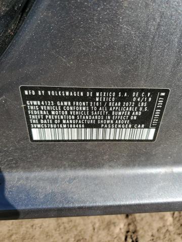 3VWC57BU1KM188466 - 2019 VOLKSWAGEN JETTA S GRAY photo 12