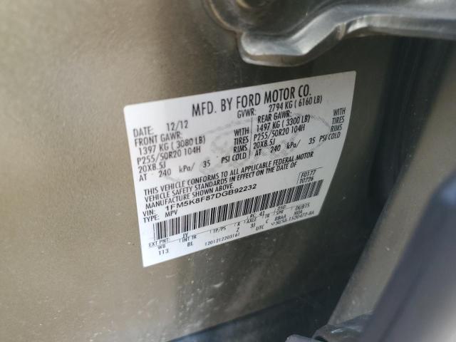 1FM5K8F87DGB92232 - 2013 FORD EXPLORER LIMITED GREEN photo 13