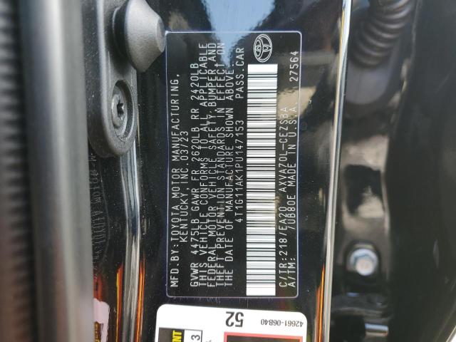 4T1G11AK1PU147153 - 2023 TOYOTA CAMRY SE NIGHT SHADE BLACK photo 12