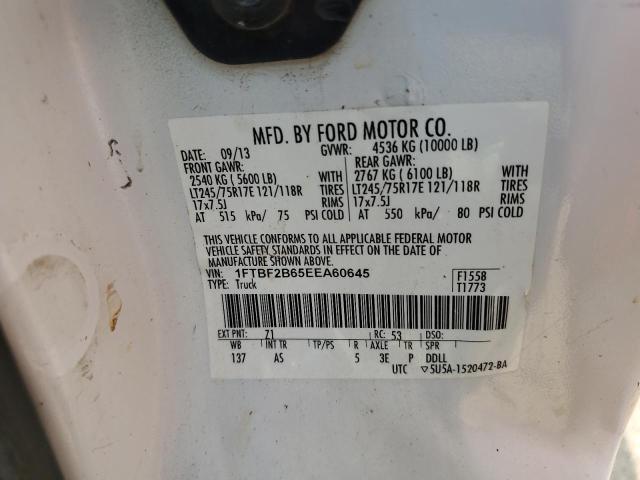 1FTBF2B65EEA60645 - 2014 FORD F250 SUPER DUTY WHITE photo 10