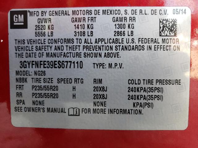 3GYFNFE39ES677110 - 2014 CADILLAC SRX PERFORMANCE COLLECTION Қызыл фото 14