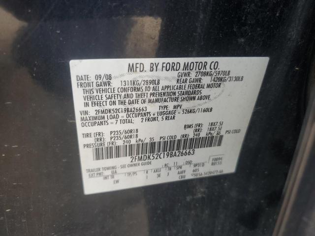 2FMDK52C19BA26663 - 2009 FORD FLEX SEL BLACK photo 13