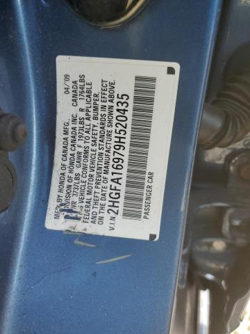 2HGFA16979H520435 - 2009 HONDA CIVIC EXL BLUE photo 12