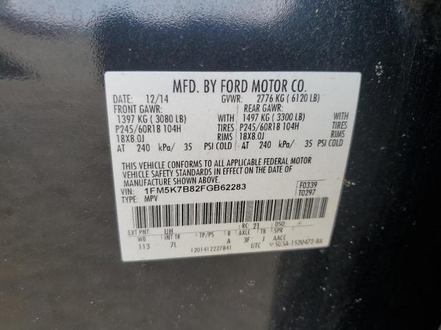 1FM5K7B82FGB62283 - 2015 FORD EXPLORER BLACK photo 13