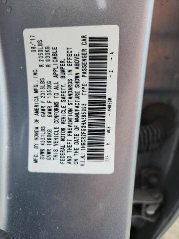1HGCR2F53HA285995 - 2017 HONDA ACCORD SPORT SILVER photo 13