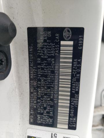 4T1C11AK8NU642185 - 2022 TOYOTA CAMRY LE WHITE photo 12