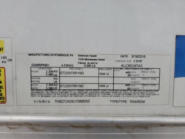 7HB212426J1066050 - 2018 AMERICAN MOTORS HAULER WHITE photo 10