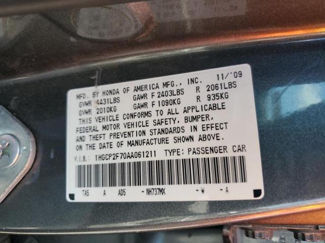 1HGCP2F70AA061211 - 2010 HONDA ACCORD EX GRAY photo 24
