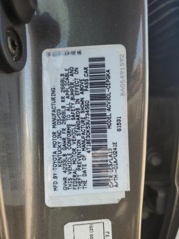 4T1BE30K53U734560 - 2003 TOYOTA CAMRY LE GRAY photo 23