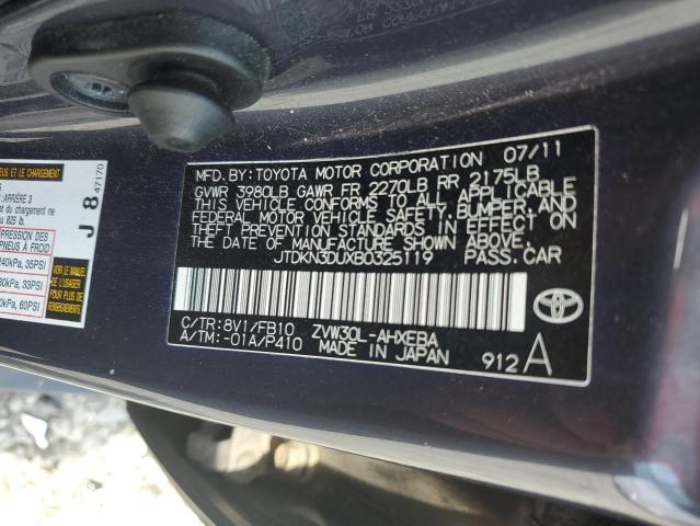 JTDKN3DUXB0325119 - 2011 TOYOTA PRIUS GRAY photo 12