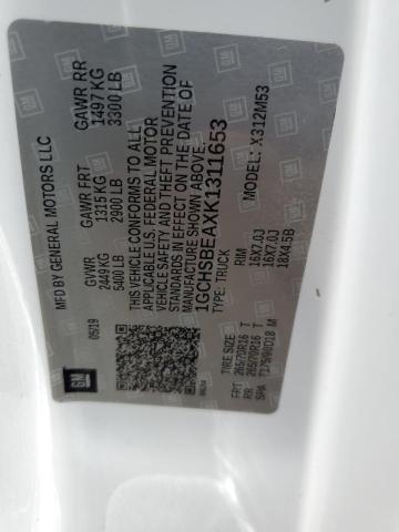 1GCHSBEAXK1311653 - 2019 CHEVROLET COLORADO 白色 照片 12