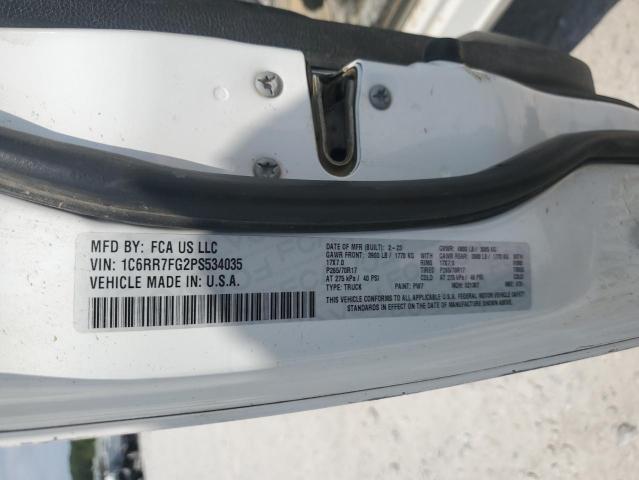 1C6RR7FG2PS534035 - 2023 RAM 1500 CLASS TRADESMAN Սպիտակ լուսանկար 12