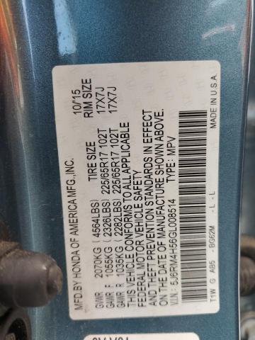 5J6RM4H56GL008514 - 2016 HONDA CR-V EX TURQUOISE photo 13