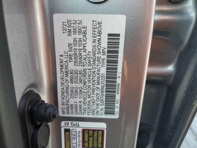 5J6RT6H85NL012351 - 2022 HONDA CR-V EXL SILVER photo 13