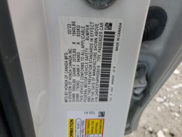 2HGFE2F54PH526018 - 2023 HONDA CIVIC SPORT WHITE photo 13