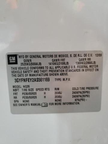 3GYFNFEY2AS561169 - 2010 CADILLAC SRX PREMIUM COLLECTION Biały zdjęcie 13