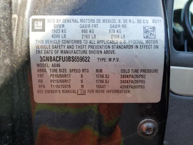 3GNBACFU0BS659622 - 2011 CHEVROLET HHR LT BLACK photo 12