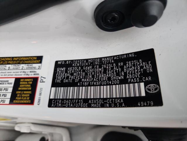 4T1BF1FK6FU014200 - 2015 TOYOTA CAMRY LE WHITE photo 13