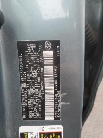 4T1BE46K29U885099 - 2009 TOYOTA CAMRY BASE TEAL photo 13