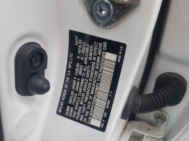 SHHFK7H23HU228072 - 2017 HONDA CIVIC LX Սպիտակ լուսանկար 12