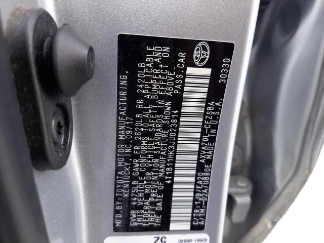 4T1B11HK3JU023814 - 2018 TOYOTA CAMRY L SILVER photo 12