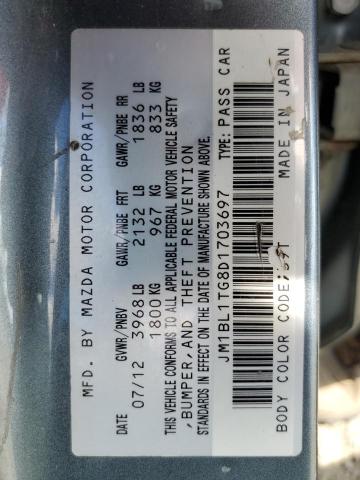 JM1BL1TG8D1703697 - 2013 MAZDA 3 I TEAL photo 12