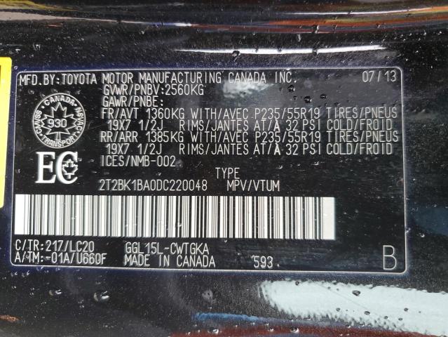 2T2BK1BA0DC220048 - 2013 LEXUS RX 350 BASE BLACK photo 13