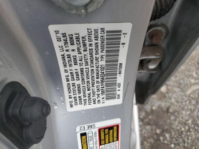 19XFA1F89AE041021 - 2010 HONDA CIVIC EX SILVER photo 12