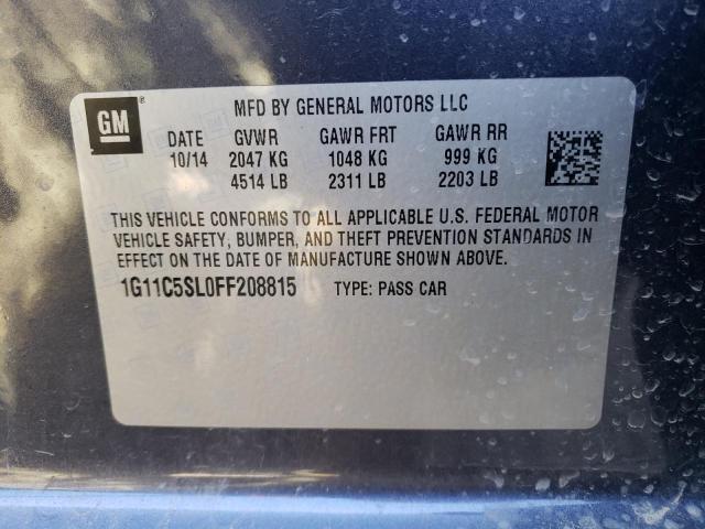 1G11C5SL0FF208815 - 2015 CHEVROLET MALIBU 1LT Көк фото 10