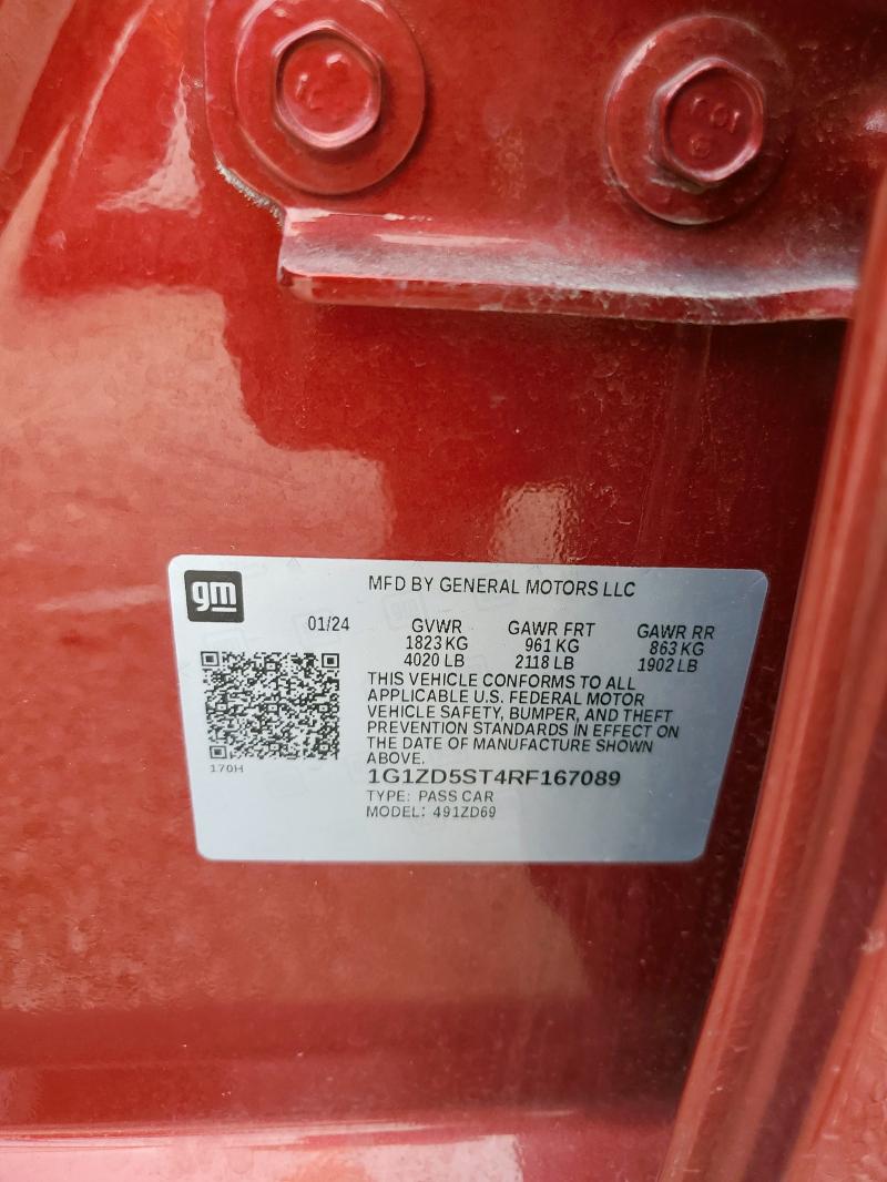 1G1ZD5ST4RF167089 - 2024 CHEVROLET MALIBU LT RED photo 13