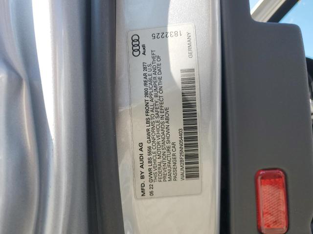 WAUM2BF25NN054403 - 2022 AUDI A6 PRESTIGE ვერცხლისფერი ფოტო 12