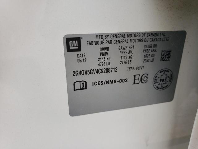 2G4GV5GV4C9208712 - 2012 BUICK REGAL GS WHITE photo 12