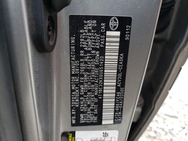 4T1BE32KX6U651420 - 2006 TOYOTA CAMRY LE SILVER photo 12