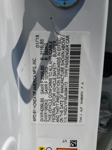 1HGCV1F59JA094173 - 2018 HONDA ACCORD EXL WHITE photo 12